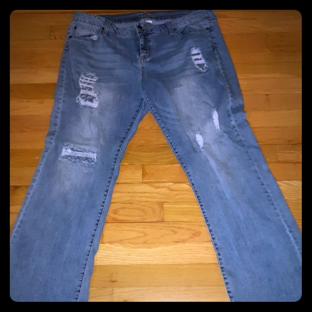 Maurices patchwork bootcut jean
